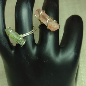 Crystal point ring. Rose color. Size 5. Handmade.